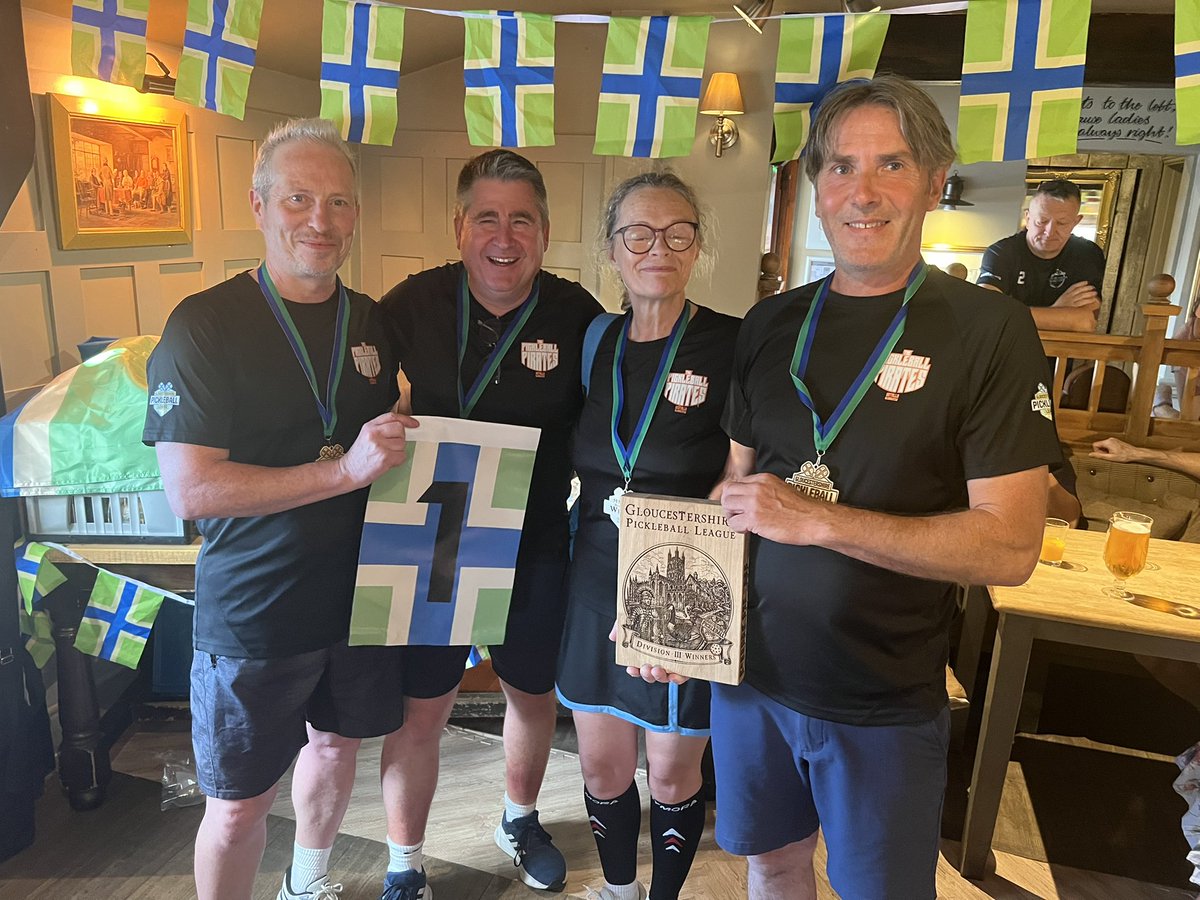 MarkMooseOwen's tweet photo. The final of the Gloucestershire Pickleball league  https://t.co/Np2AzSkpCy via @YouTube - From last years wooden spoon to 1st in the 4th division!! @BlueMeanie10 
@juliekentmbe @Tennisguns @RichardGrahamUK https://t.co/i5lBtDo6xA