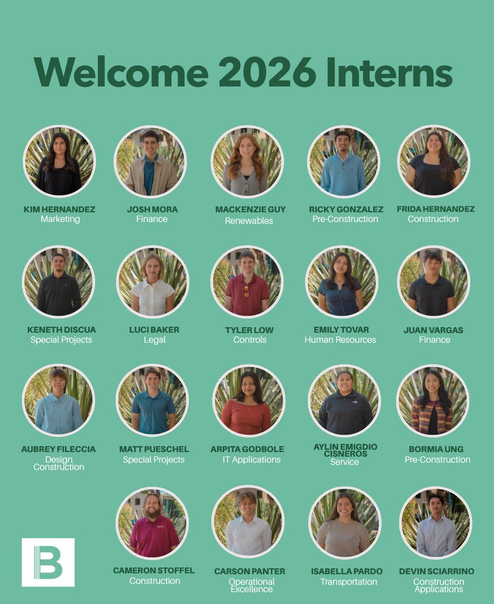 Baker_Electric's tweet photo. We’re proud to welcome our 2026 intern class! With 19 interns joining us this year, it’s our largest group yet. This class spans a wide range of departments, including Construction, Transportation, Legal, IT, and more, reflecting the diverse talent across our organization. https://t.co/MDuzs94DBL