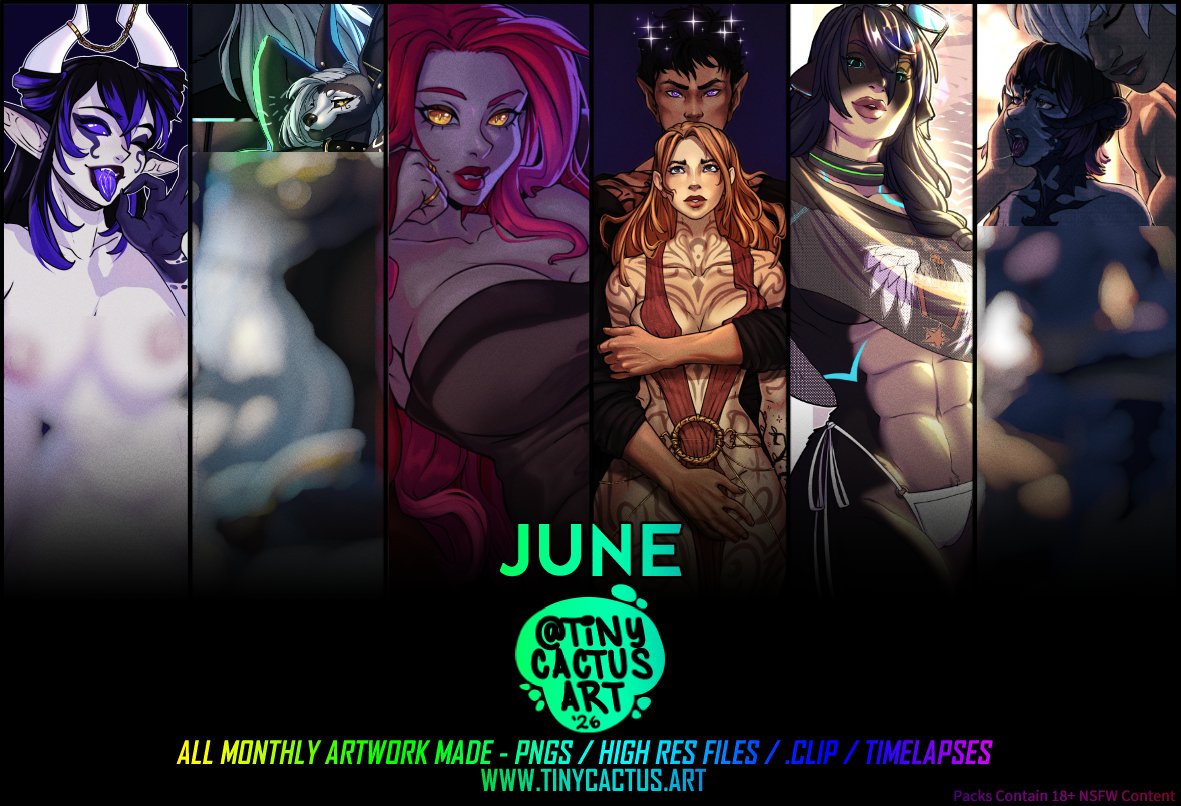 TinyCactusArt's tweet photo. June 2026 ARTPACK!  👾✨

20 Unique Images; Illustrations / Commissions &amp; Some Creature Creating for WorldBuilding Projects! https://t.co/Ewkg4CGG9V