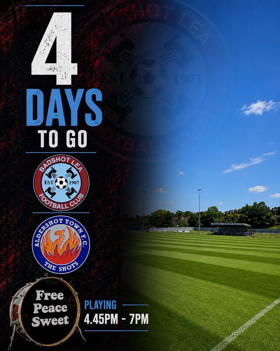BLFC1907's tweet photo. ☀️ YOUR SATURDAY PLANS SORTED. ☀️

This weekend, Westfield Lane has everything you need for a perfect summer afternoon and evening.

🆚 @OfficialShots
🍔 BBQ all afternoon
🍺 Indoor & outdoor bars open
🎸 Free Peace Sweet live from 4.45pm-7pm

Last year, 827 supporters joined us.

Can we beat last years record crowd?

📅 Saturday 4th July
⏰ 3pm KO
📍 Westfield Lane, Wrecclesham, GU10 4QP

🎟 Adults £8 | Concessions £5 | Under 15s £1

☀️ 28C forecast . Football . Beer . Music

What more do you need?

#upthebaggies #nonleaguefootball #aldershot #farnham #hampshirefootball