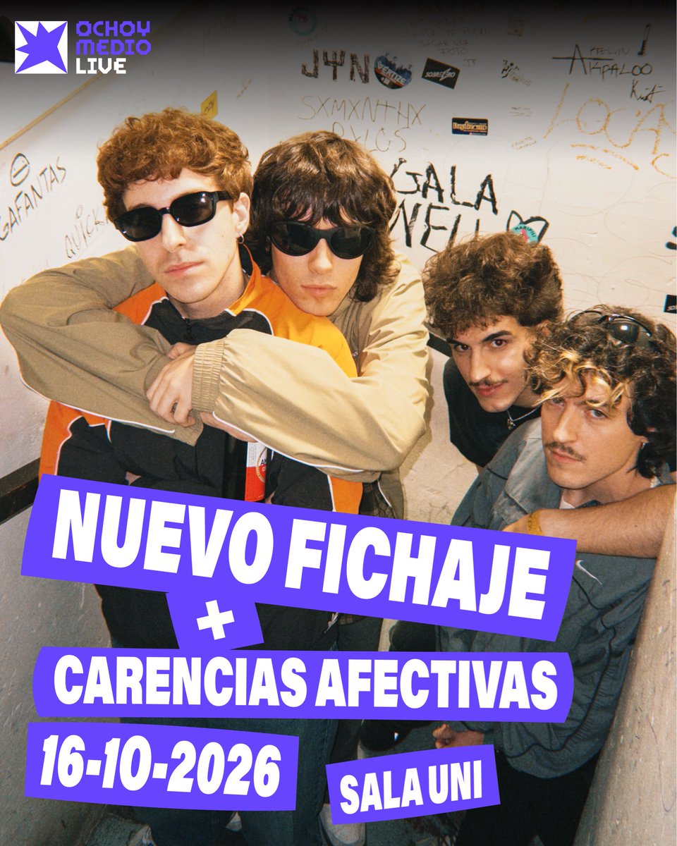 ochoymedioclub's tweet photo. Dos de las bandas más prometedoras de la escena independiente madrileña compartirán escenario en una noche muy especial: Carencias Afectivas ✨🤝🏼 Nuevo Fichaje

Será el 16 de octubre en la sala UNI y las entradas ya están a la venta: https://t.co/WoMtshrEXf https://t.co/xQ1cA2VhYV
