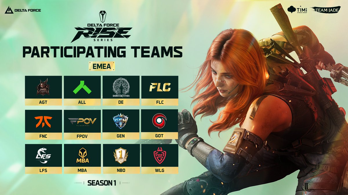 DFGameEsports's tweet photo. Meet your teams from EMEA &amp; Americas.

Two regions. 24 teams.
Who will claim the crown?

RISE Series begins July 10.

#DeltaForce #DFesports #DFRise https://t.co/zMQEq3cL7d