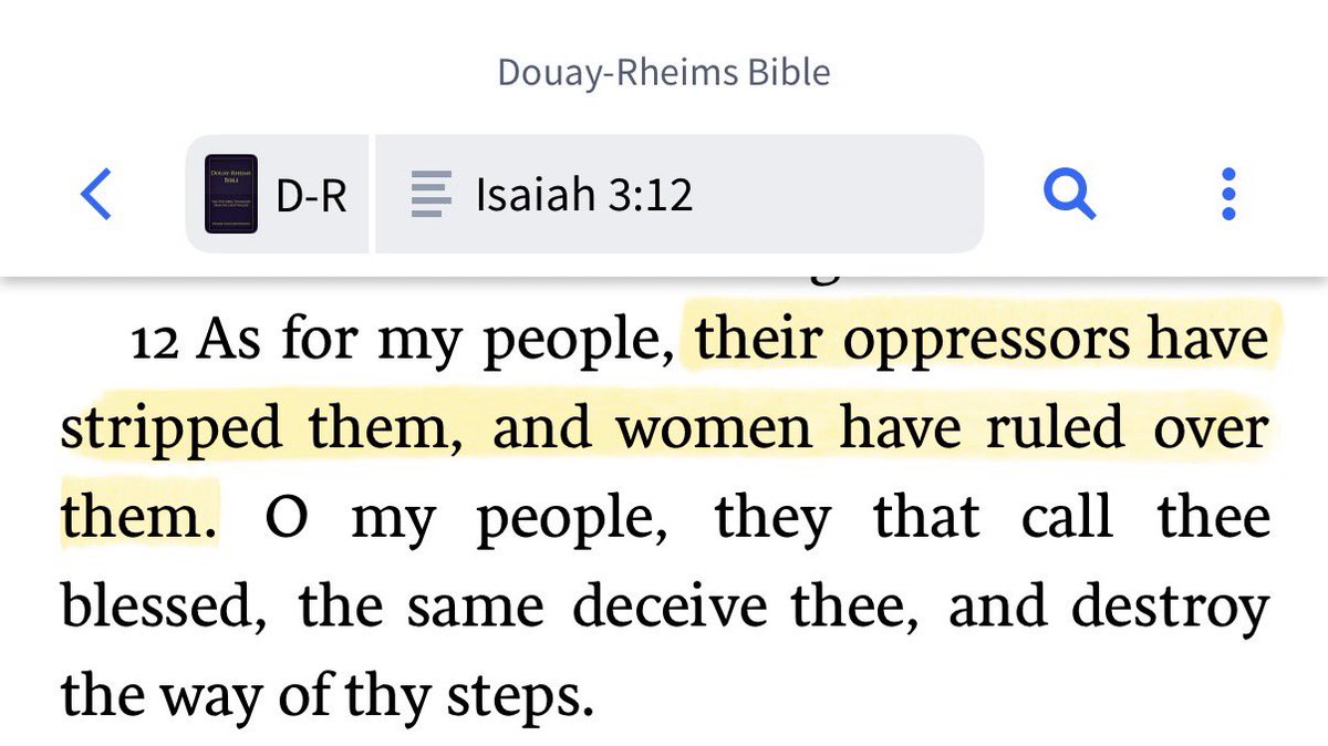 BeSaintly's tweet photo. God punishes nations by placing women in roles of authority https://t.co/Zf6e34btr1