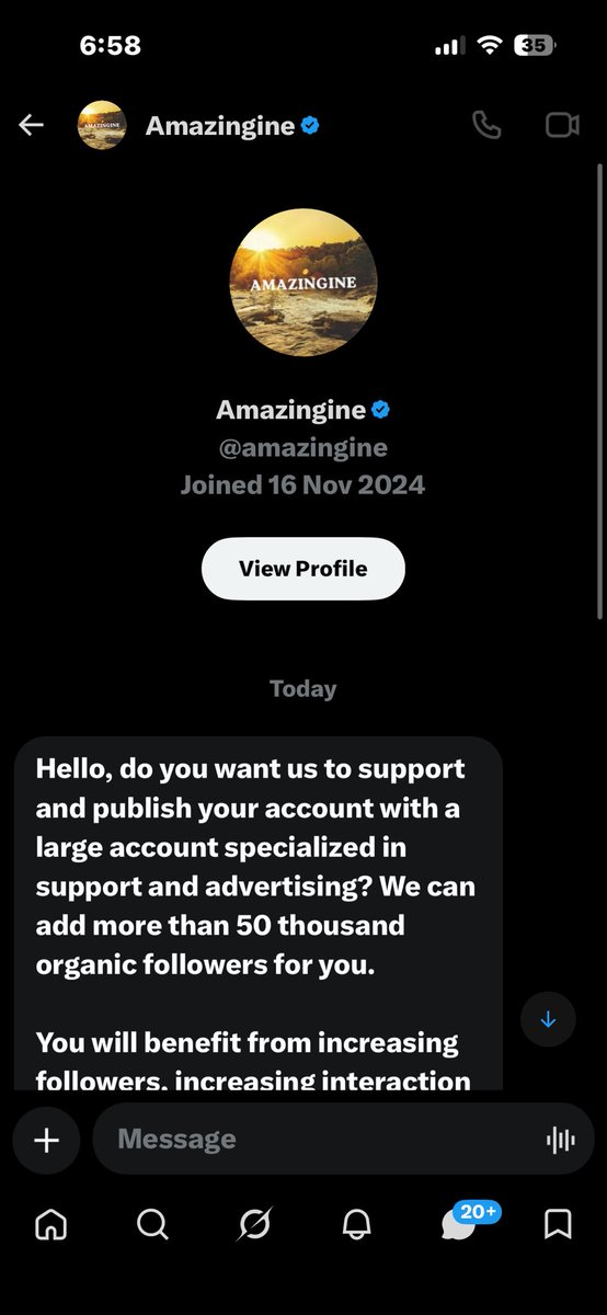 Wizer67's tweet photo. Hey, just got hit with a growth scam DM claiming they’d get me 50k organic followers for $190. Don’t fall for it — it’s a common trick. Block and move on.” Keeps it short and protects your people.
@amazingine
You know what to do 🔵🔵💜 https://t.co/2BHNv76Kwt