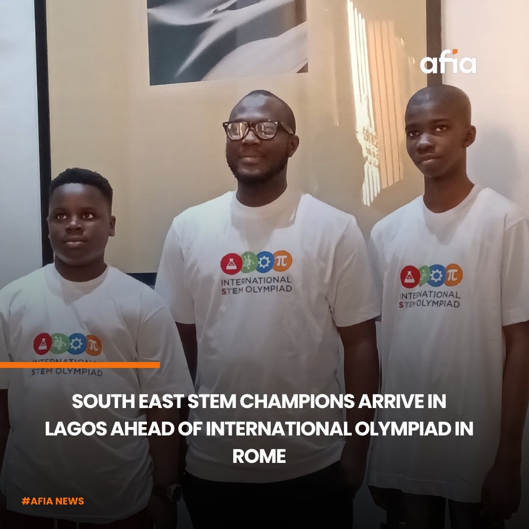 AfiaTvOfficial's tweet photo. Three Southeast students are on their way to Rome, Italy, to represent the region at the International STEM Olympiad Grand Finale, where participants from 153 countries will compete. The team qualified after winning the Southeast Mathematics Olympiad and hopes to bring home gold. https://t.co/9JLHfBFEQM