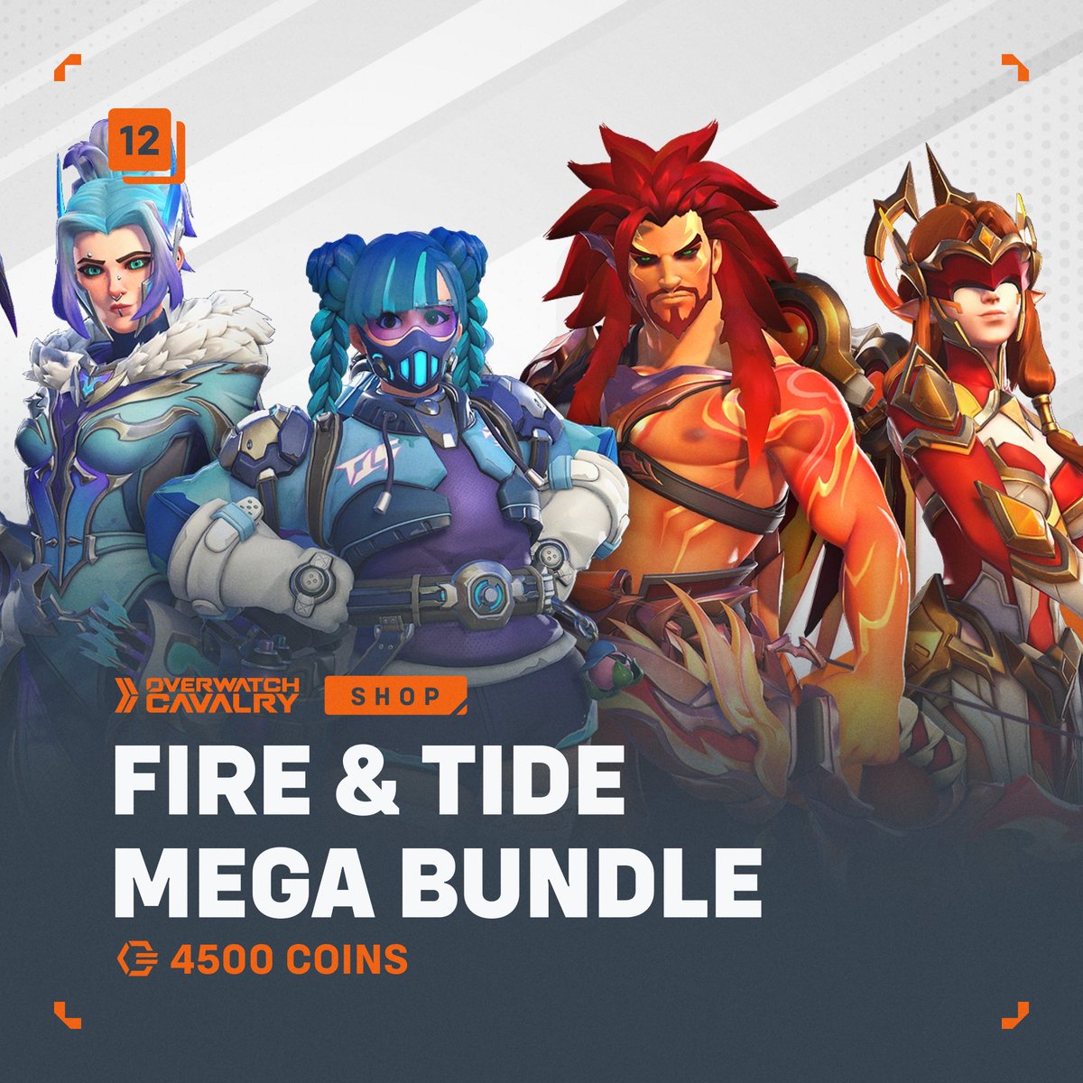 OWCavalry's tweet photo. New #Overwatch Shop Bundle: Fire &amp; Tide 🔥🌊
 
🛒 Available in-game now for 4500 Overwatch Coins. https://t.co/NVNsMUkMlA