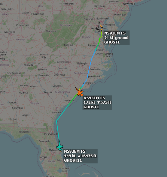 N214WN's tweet photo. 3x Jared Isaacman Ghost Squadron F-5E/F Tiger II's landed at Joint Base Andrews in preparation for the July 4th flyover.
#N591EM #N592EM #N593EM #GHOST1 #GHOST11 https://t.co/7GZRrkl0j8