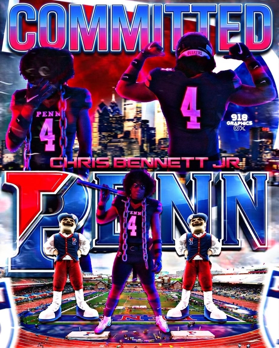 chrisjbennett's tweet photo. I am blessed to announce my commitment to the University of Pennsylvania. I want to take the time to thank my family for always believing in me, my coaches for teaching me the skills I needed to play at the next level, and obviously the entire UPenn coaching staff believing in me as well. 
@CoachStoNGo @rwsantos2 @coachnickdella_ @lilmikeee36 @chowan6464 @CoachJBlack @benmoore247 @FayetteSports @RecruitMcintosh @RecruitGeorgia @najehwilk @CalebSisk_ @MattDeBary @ExplosiveMec