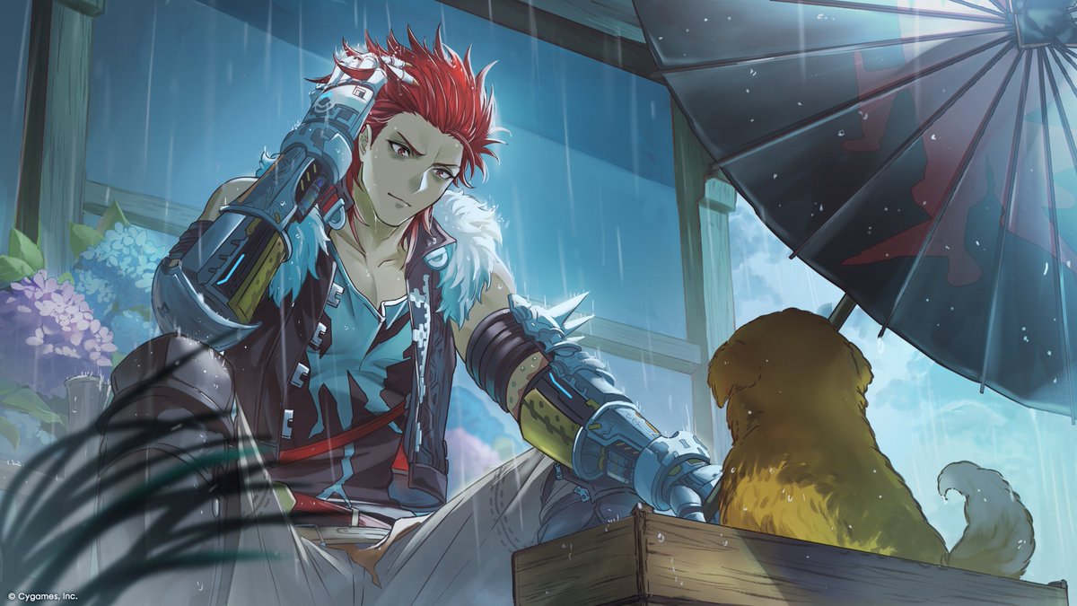 granblue_en's tweet photo. While we were sleeping (and then driving to Anime Expo): an illustration from the GBF art team featuring Ragazzo to commemorate the start of the rainy season in Japan! https://t.co/keC0651V6r