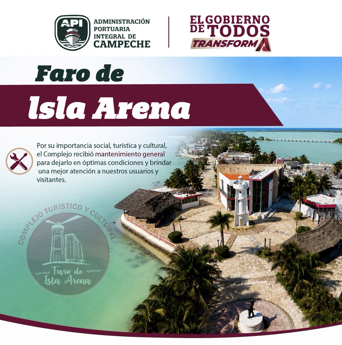 AgapitoCeballos's tweet photo. #FaroDeIslaArena | Por si importancia social, turística y cultural, el #Complejo recibió mantenimiento general para dejarlo en óptimas condiciones y brinda una mejor atención a usuarios y visitantes. #Apicam #GobiernoQueTransforma. https://t.co/JsiTfgJVxE