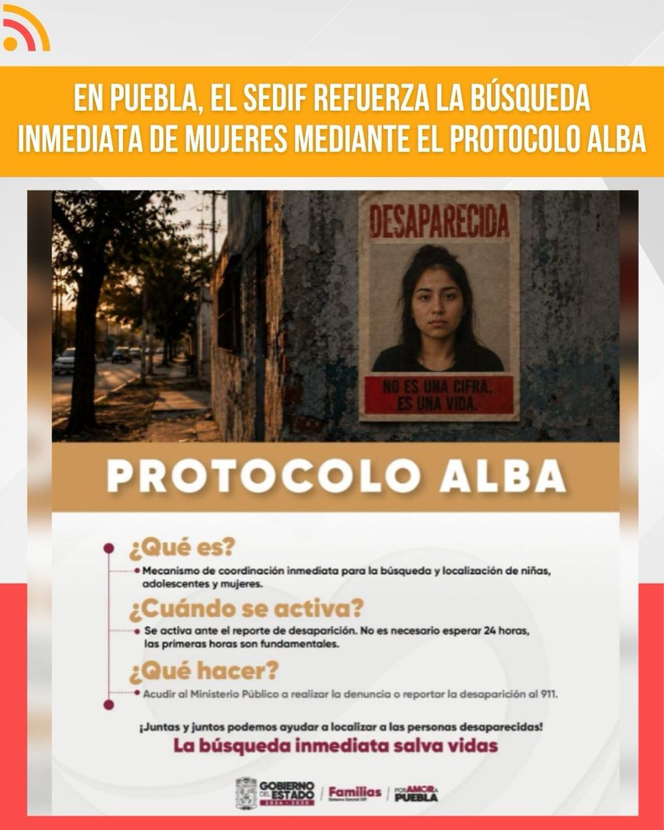 DiarioCapital_'s tweet photo. 🟣 El SEDIF fortalece la búsqueda inmediata de mujeres en Puebla mediante el Protocolo Alba y la coordinación con autoridades estatales.
https://t.co/sKFpLAwQdL https://t.co/GF20SEcyhj