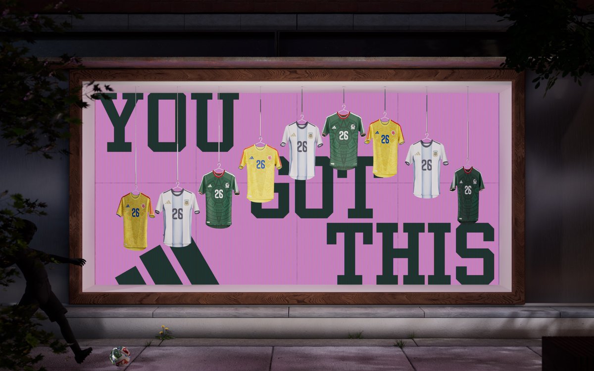 ibrodecki's tweet photo. Selects from Adidas’ Global Retail Toolkit for #WorldCup2026 #WC26 I worked on - design and vis in Cinema4D and Redshift. https://t.co/jcS8qymwAm