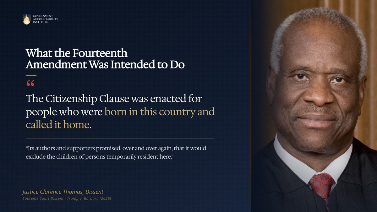 peterschweizer's tweet photo. 4⃣ Justice Thomas reminds us that the Fourteenth Amendment was written to protect Americans who called this country home — not to reward temporary visitors or birth tourists. https://t.co/RjsVmASOtA