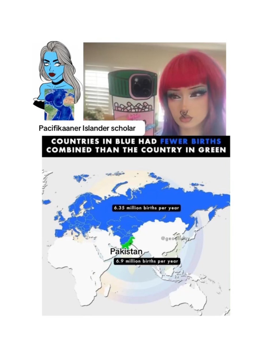 pacifikaaner's tweet photo. Countries in blue had fewer births combined than the country in green (Pakistan)
#geography #map #maps #mapper #mapping #cartography #fact #facts #interestingfacts #interesting #fyp #meme #memes #dankmemes #dailymemes https://t.co/fDawBuB8wt