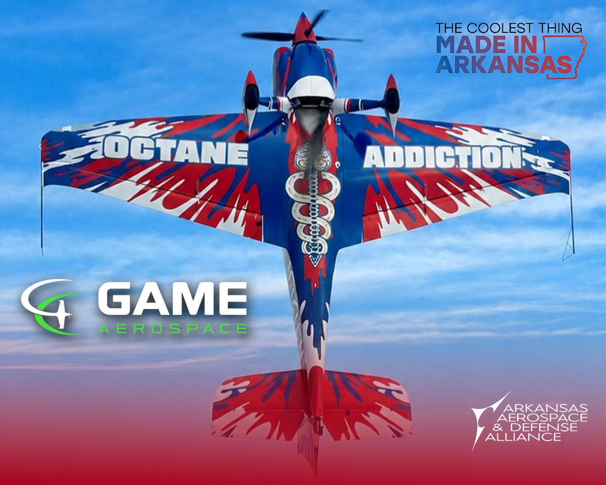 ARAerospace's tweet photo. Two Arkansas Aerospace &amp; Defense Alliance members are in the running for "Coolest Thing Made in Arkansas": Game Aerospace's GB1-GameBird and Ozark Integrated Circuits' UV-100 XNode.

Both are built right here in the state, and both deserve your vote. Voting closes July 10. https://t.co/6CzdKMnUxA