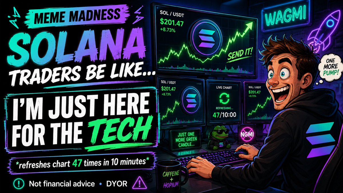 CrittersTM's tweet photo. Solana traders:
refreshing the chart like it owes them money. 😂

Fast chain. Faster emotions.

Not financial advice. DYOR.

$Solana #SteveNetwork https://t.co/W7U8q4jmuU