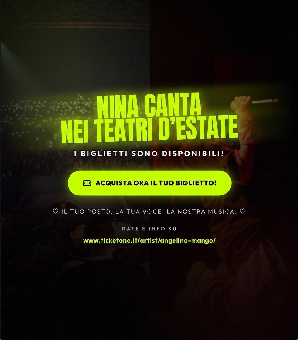 Chiaragraziano0's tweet photo. I biglietti per il tour estivo sono ancora disponibili. Assicurati il tuo posto per vivere la magia dal vivo!
🎫 Date e info biglietti qui: https://t.co/zLEEebSf7p
#AngelinaMango #NinaCantaNeiTeatriDestate https://t.co/ugL1bX9gSq