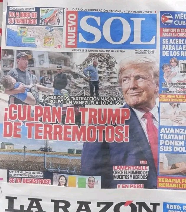 renzo_69_'s tweet photo. Para que se entienda mejor la tapa del Periódico:

"Trump 
mando activar el
H.A.A.R.P., para agarrarse las tierras y buscar más Petróleo en esa zona" https://t.co/yAHN7yV5zw