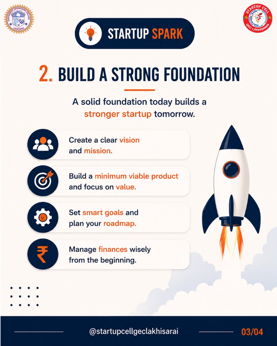 startupcellgecl's tweet photo. 💡 Every successful startup starts with an idea—but only execution turns it into reality.

🚀 Startup Spark:
• Validate your idea
• Build a strong foundation
• Execute, adapt &amp; grow
#StartupSpark #StartupCellGECL #StartupIndia #Entrepreneur #Innovation #Startups #BuildInPublic https://t.co/uT7eVGvZ4L