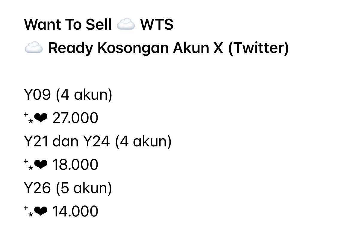 pocatokki's tweet photo. Wts — want to sell
akun x twitter kosongan Y09 Y21 Y24 Y26

— v email
— email gak pending

💸 SPAY / QRIS 
ready acc lama baru ready jual #bealanja https://t.co/3835lB30Lu