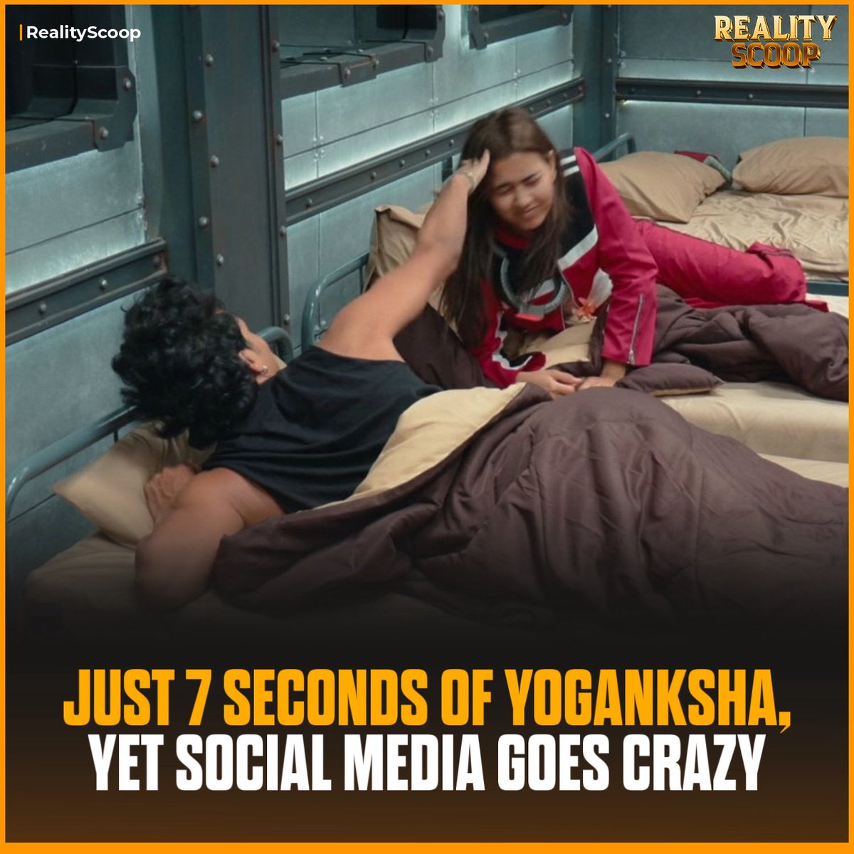 reality_scoop_'s tweet photo. Only 7 seconds of Yoganksha in today’s episode… and the internet is already flooded with edits 👀🔥

That’s the level of hype this duo is carrying right now

Are you loving this craze? ⬇️

#Yoganksha #LockUpp2 #Hype #Trending #RealityScoop https://t.co/igjGetMlcK