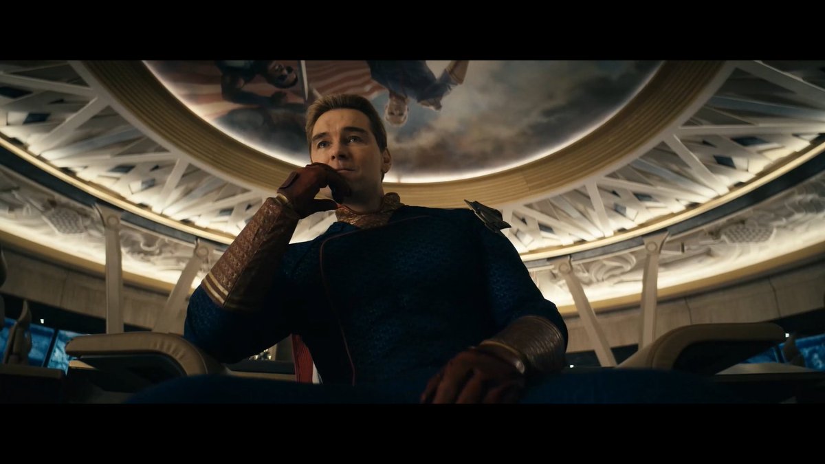 blacknoirsgf's tweet photo. i just noticed that in the scene where the homelander cries about a train being the leak, you only see the two of them on the ceiling mural https://t.co/U1OK7G9kfo