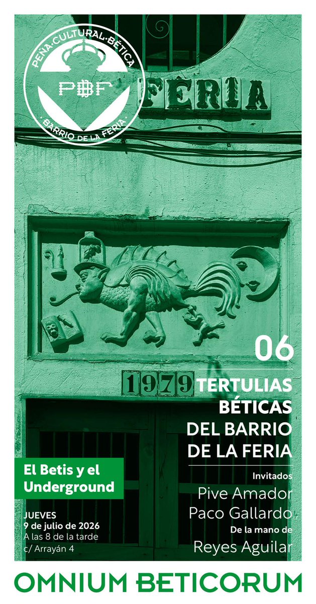 BetisFeria's tweet photo. El próximo jueves 9 de julio a las 20 horas tendremos la VI tertulia bética con dos invitados emblemas del rock de la calle Feria. Hablaremos del Betis y del underground con Paco Gallardo y Pive Amador.
No busques más que no hay...
#OmniumBaeticorum https://t.co/DFd1AvwDcI