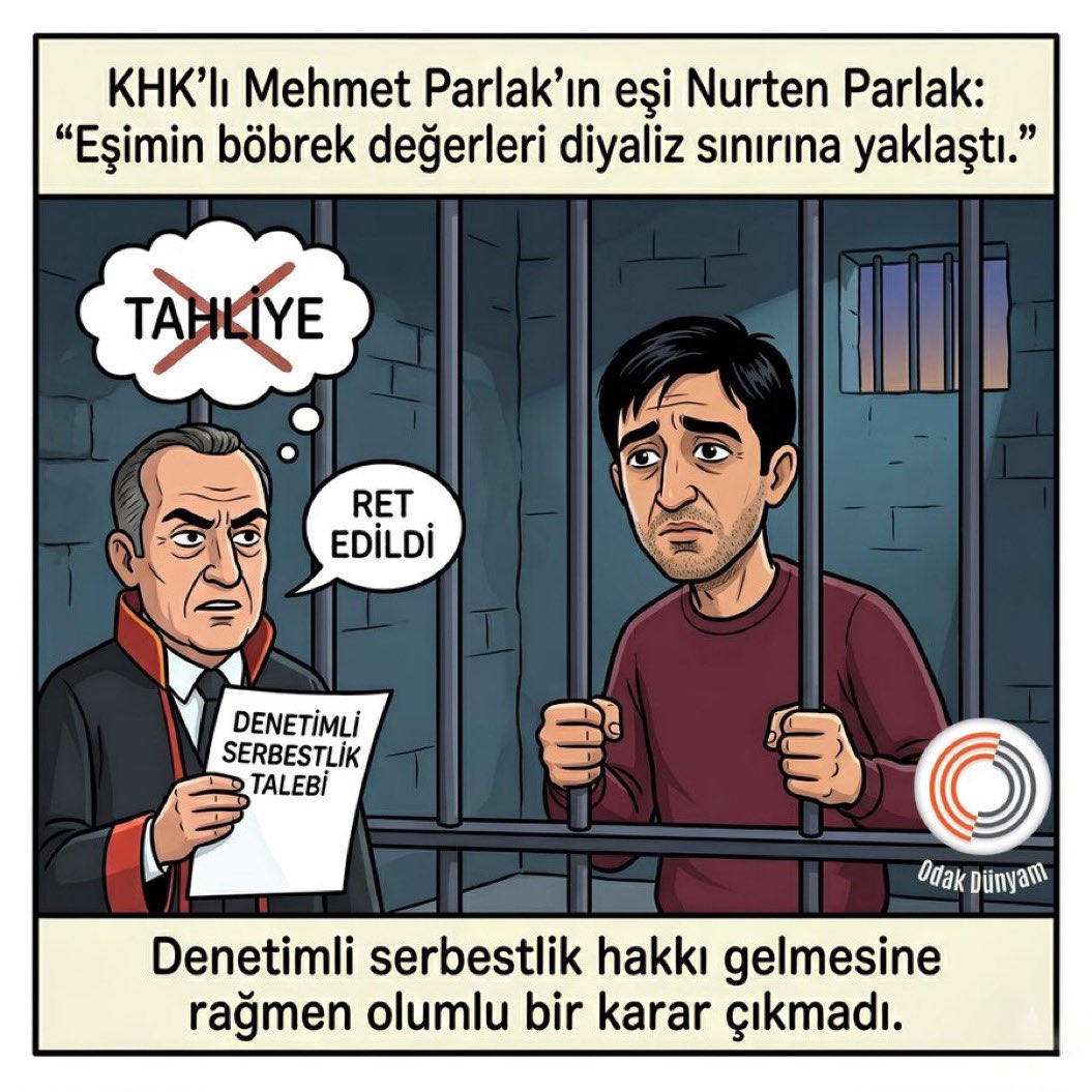 odakdunyam's tweet photo. Nakilli böbreği iflasın eşiğine gelen ve sağlık durumu son derece kötü olan KHK’lı Mehmet Parlak, cezaevinde tüm mahpuslara eşit biçimde uygulanması gereken denetimli serbestlik hakkından yararlandırılmadı.

Tenkil DevamEdiyor https://t.co/IPV3GkaC6l