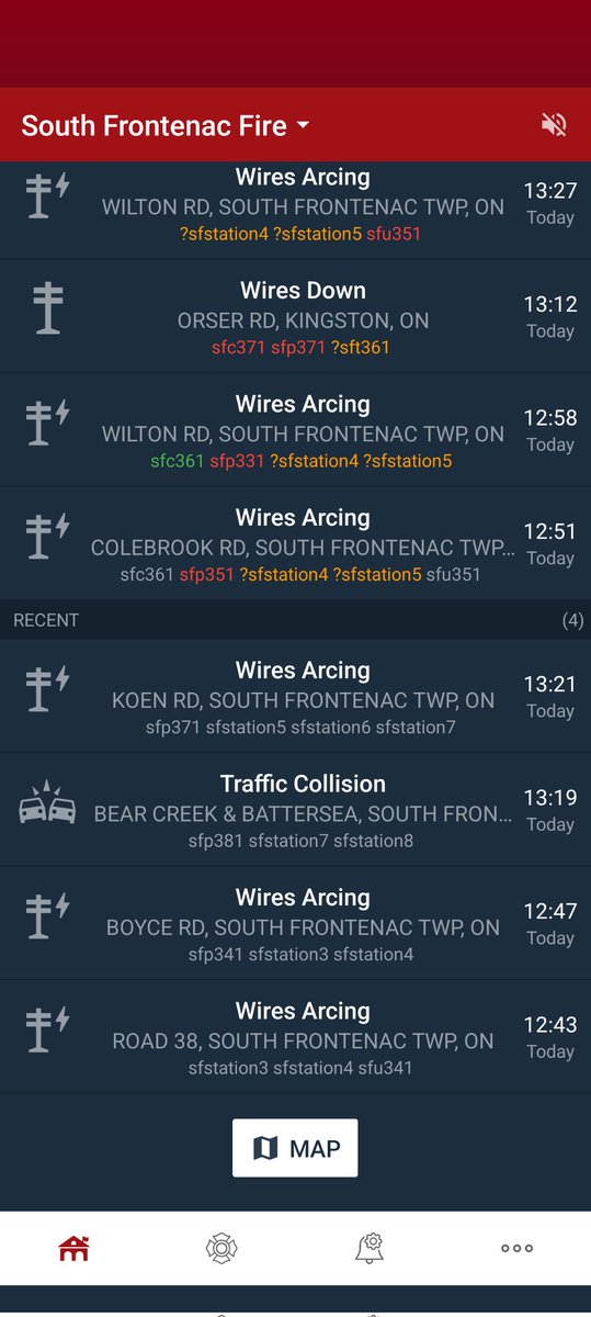 SteveCoville's tweet photo. Lots of wires arching in Frontenac County keeping HydroOne and Fire crews busy. #ygk #ONStorm #HydroOne #FrontenacCounty https://t.co/sB1FemfT4B