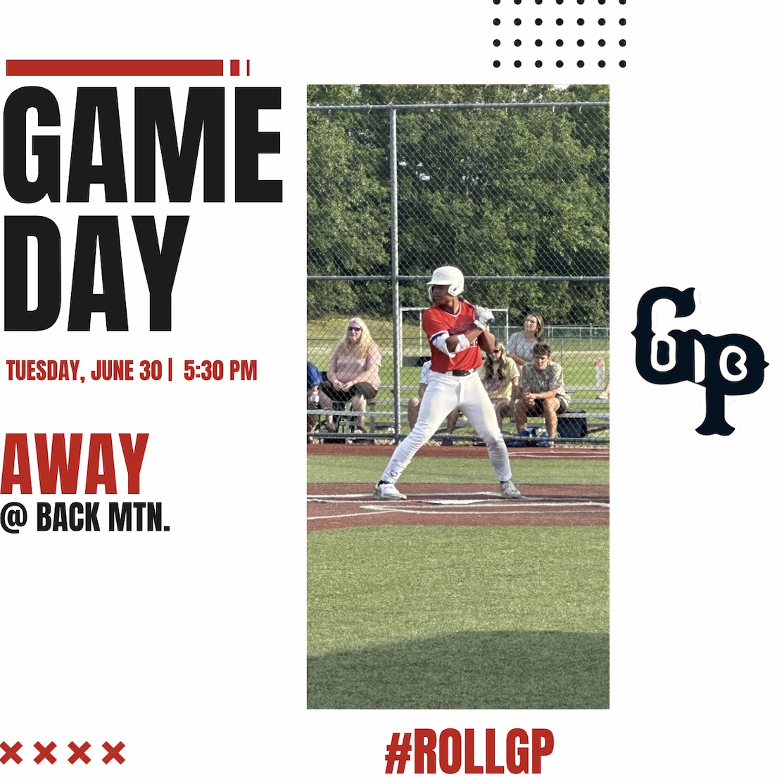 GP_LegionBSB's tweet photo. GAMEDAY ⚾️
GP Sr. looks to continue its winning ways and make it 6️⃣ in a row, traveling to Back Mtn tonight at 5:30 PM!
Follow Live 📊 on Gamechanger!
#RollGP ⚾️ https://t.co/o9cgOaVxRK