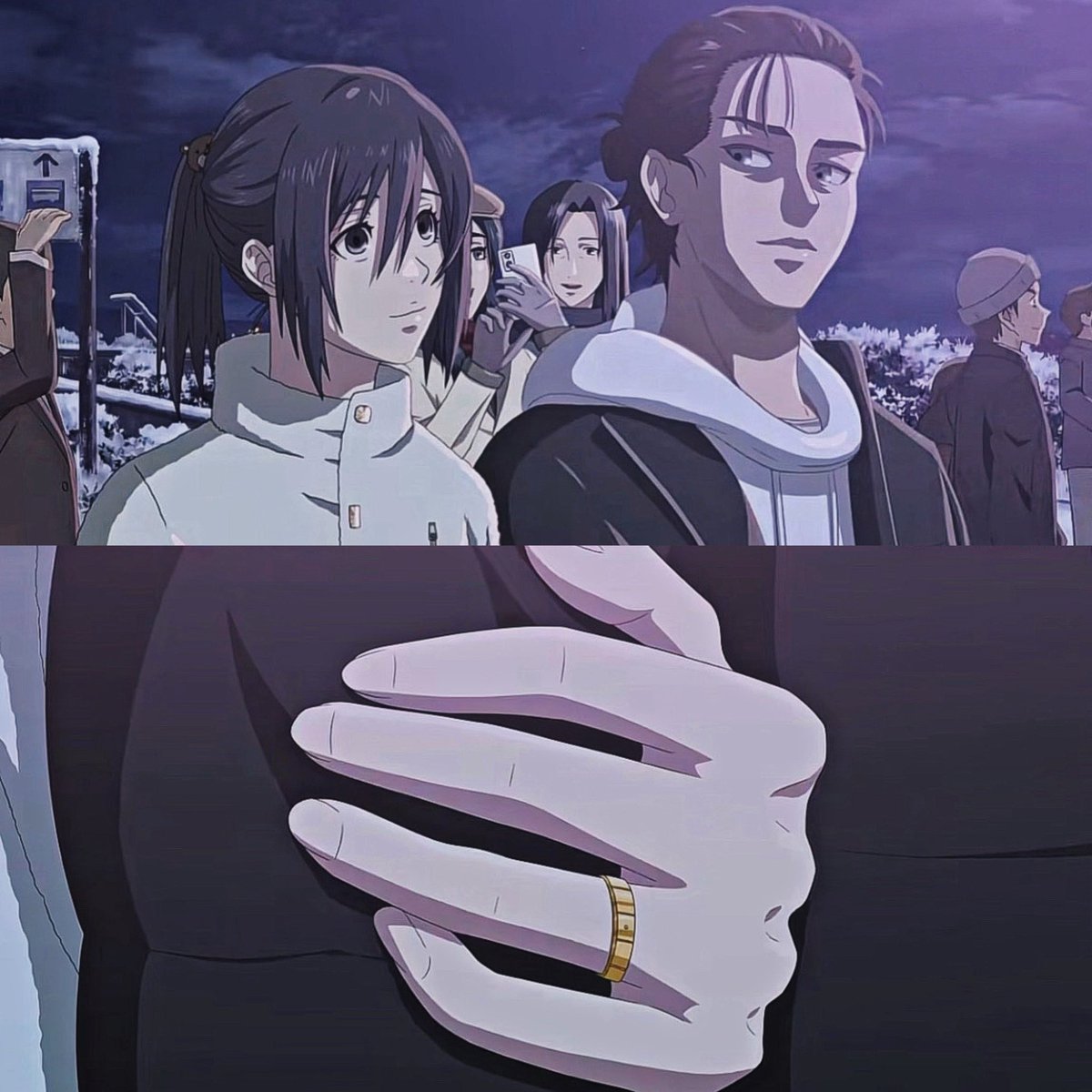 mdemoroha's tweet photo. never forget that eren and mikasa are happily married in another universe https://t.co/EZ6Xk8Paej