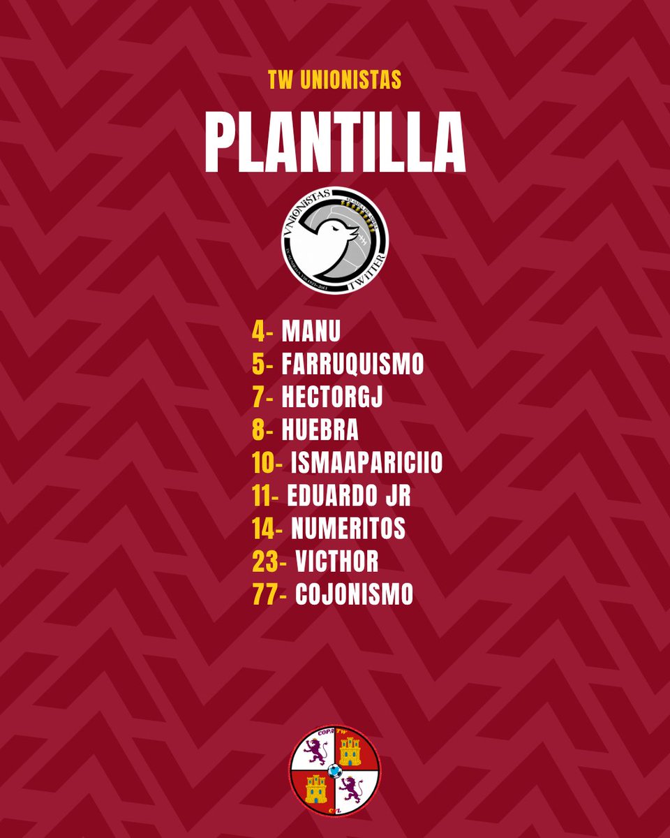 CopaTwCyL's tweet photo. @TwCYDLeonesa @LabombaRoan @Albertin_lvdc @sargentoneymar @ThorNG95 @Hector01_20 @TebasTebez @Agallezacydl @mtnezz10 @MarcosCultu14 @doonbroo @brig_cultu @DMontero22 @migueelmonroy @pabloo_alonsoo_ @TwZamoraCF @_adriipm_ @Diegosantiiago_ @fire0ni @HectorEnLaGrada @Its_Juan2004 @ivg_2oo4 @Zamoranismo1968 @AnibalGonz22290 @DiegoZCF96 Desde Salamanca con @TwUSCF 

4-@ManuelLB09 
5-@JaviUSCF 
7-@HectorGJ_ 
8-@pg23802 
10-@Ismaapariciioo 
11-@userrreduu 
14-@vgonzalezz__
23-@VicThor23_ 
77-@cojonismoUSCF https://t.co/xjN94OB1iZ