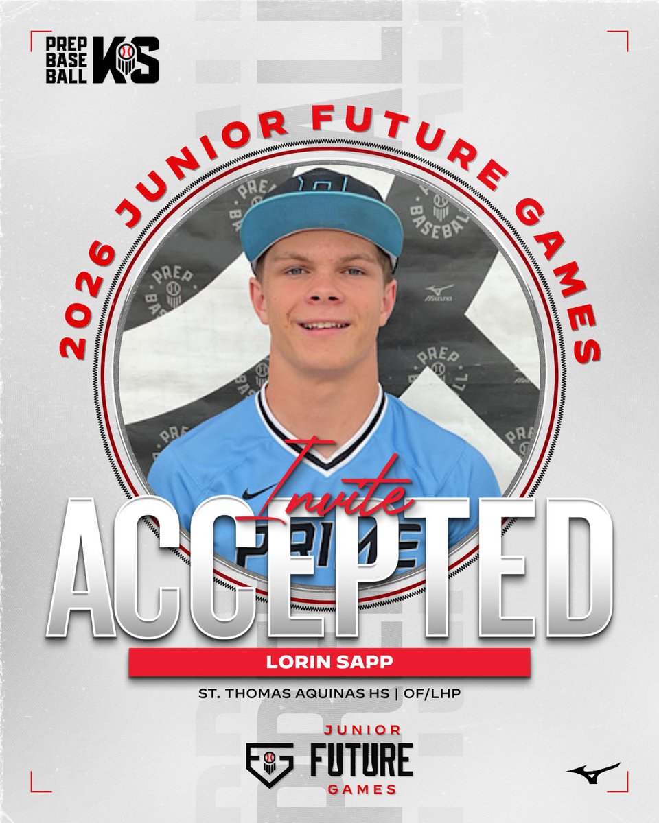 PrepBaseballKS's tweet photo. 𝐊𝐒 ➡️ 𝐀𝐓𝐋 ✈️ 

OF/LHP Lorin Sapp (St. Thomas Aquinas) is Locked In 🔐 to represent Team Kansas at the 2026 @prepbaseball Junior Future Games!

👤 https://t.co/TbUYlpR9Xv // @LorinSapp2030 https://t.co/kfdJaJOs1U