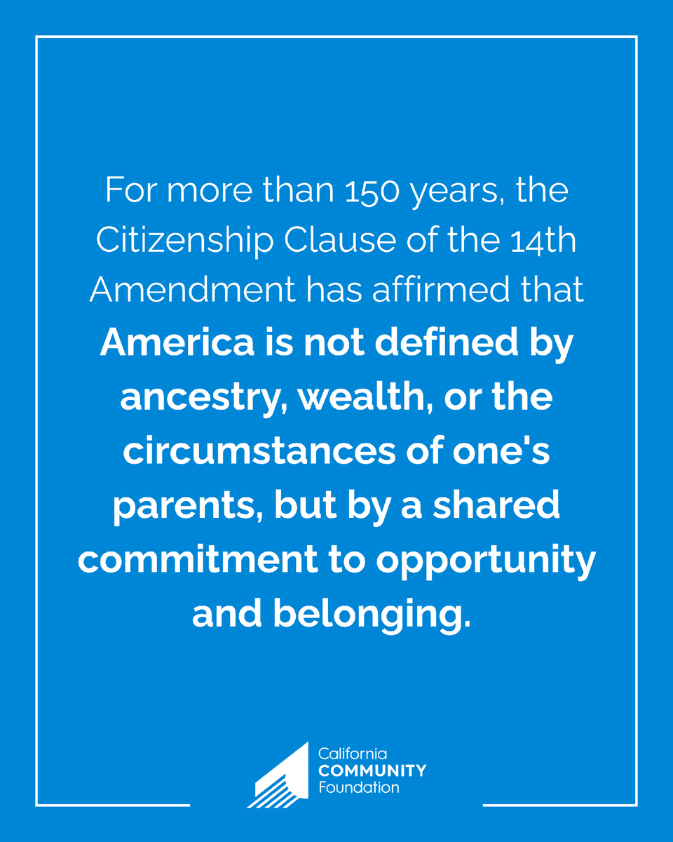 calfund's tweet photo. Today's Supreme Court decision affirms one of our nation's most enduring principles: that every child born in the US is an American citizen, equal in dignity and equal under the law.
 
CCF remains steadfast in the work of making liberty and equality real for every generation. https://t.co/CCdAYIzWCN