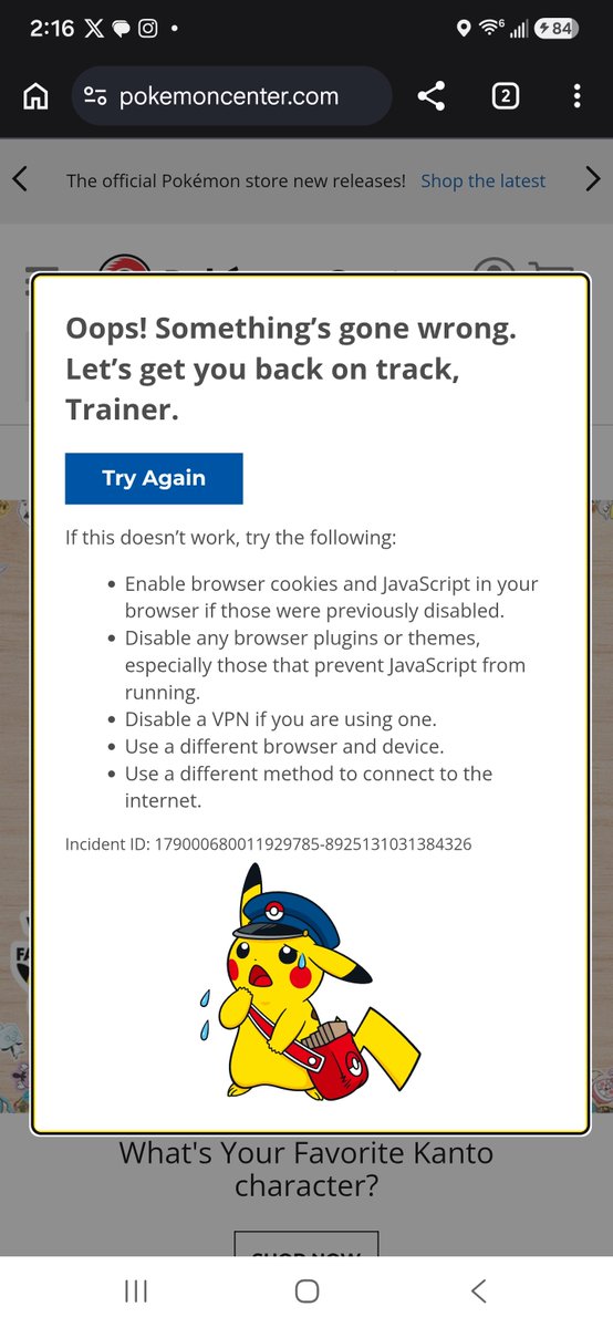 CandlerRoadFlow's tweet photo. @PokemonRestocks I'm stuck on this screen. I'm using my home wifi https://t.co/5n67QpTlDI