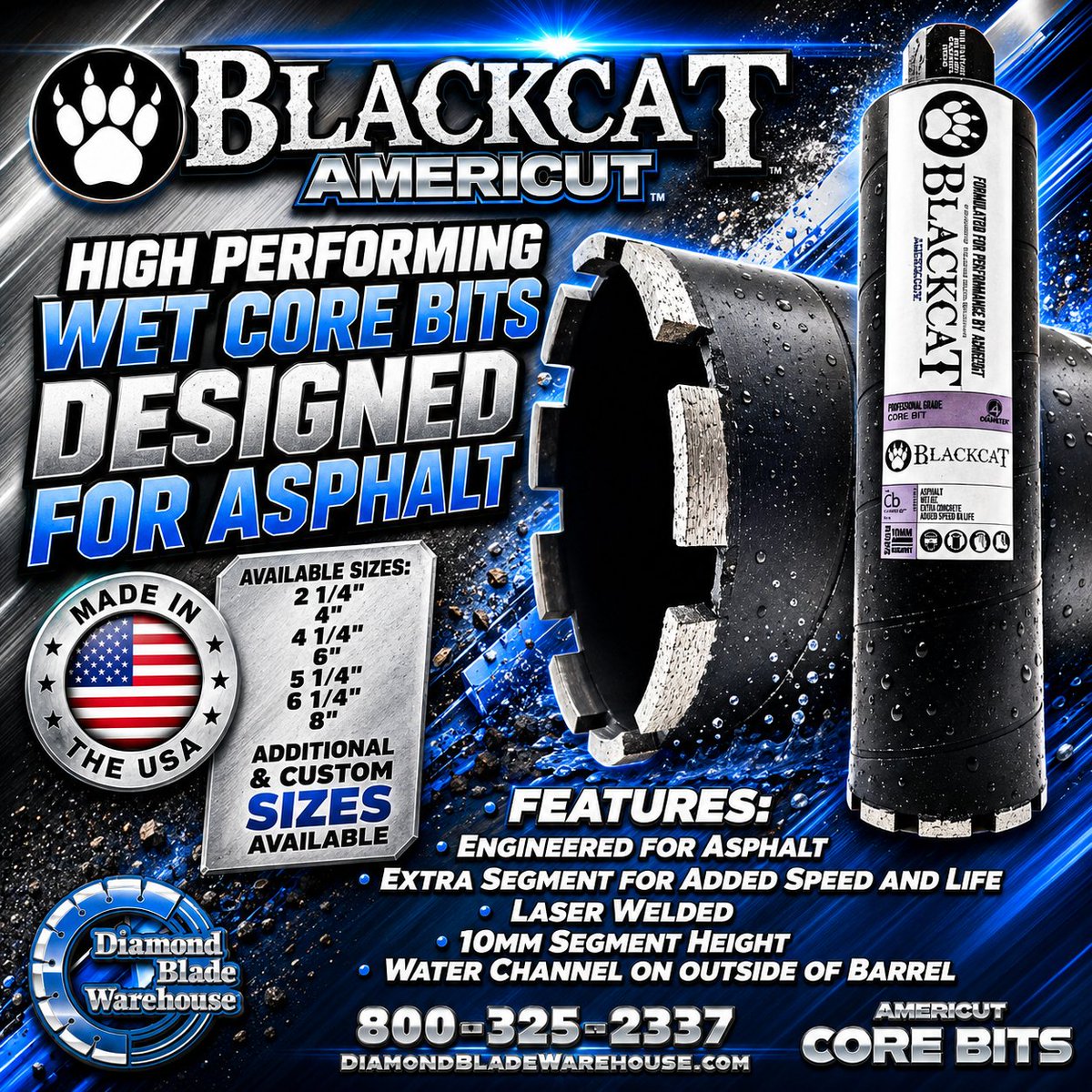 DiamondBladeLLC's tweet photo. AMERICUT Blackcat Core Bit

Built for Asphalt. Built in America.

The AMERICUT Blackcat Core Bit is engineered specifically for asphalt coring, delivering exceptional speed, durability, and performance in even the toughest conditions. https://t.co/tYampaNU4I