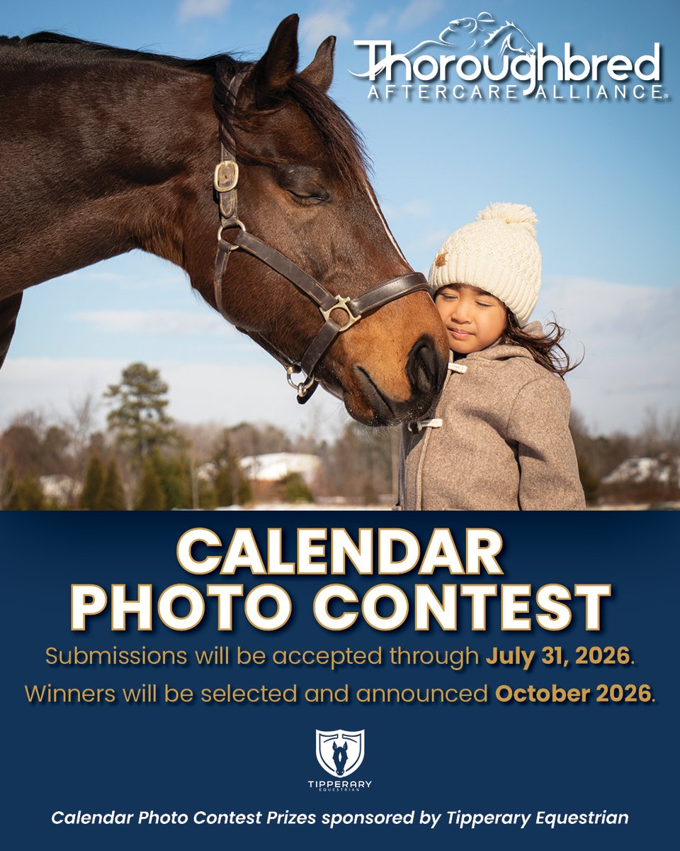 TBaftercare's tweet photo. Your photo could be in our 2027 calendar 📅

The sixth annual Calendar Contest is officially open! We’re looking for photos that celebrate Thoroughbreds beyond racing and highlight the impact of aftercare.

Submit by July 31 for your chance to be featured:
https://t.co/4cThlyhqRj https://t.co/lH3nFXCldm