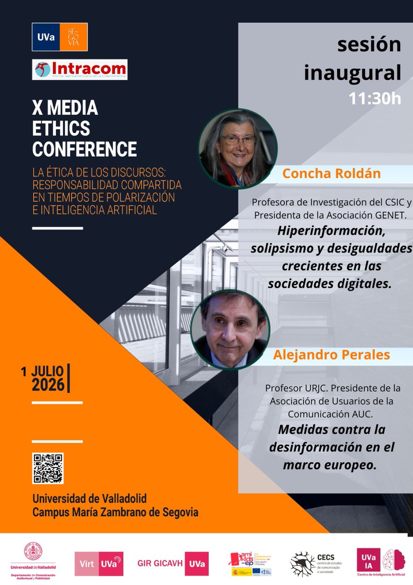 SJC_UVA's tweet photo. ¡Todo listo para disfrutar desde mañana, 1 de julio, del X Media Ethics Conference que se celebra en la Facultad de Ciencias Sociales, Jurídicas y de la Comunicación! https://t.co/PyBecokotn 
#FacultadSJC #Segovia https://t.co/LlAYkVXZP5