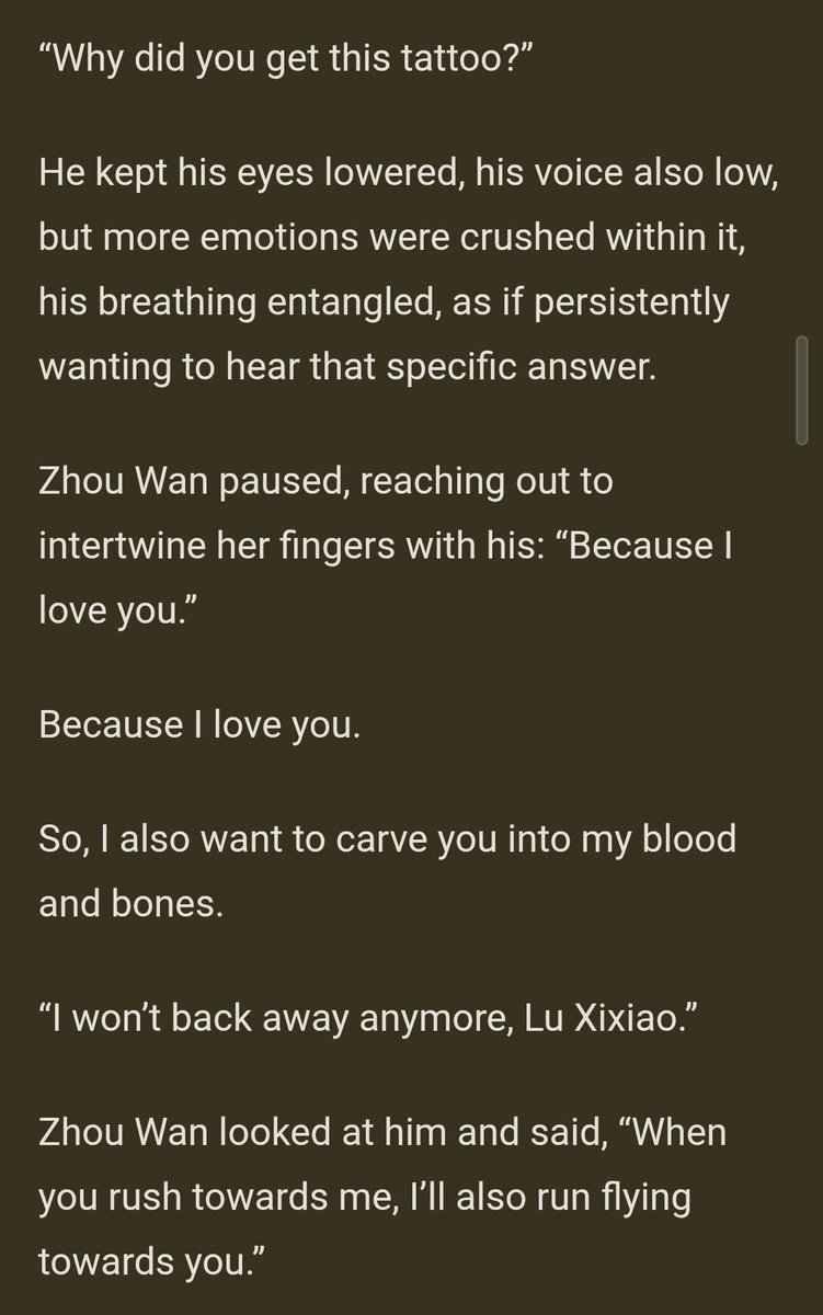 itboypercy's tweet photo. They didn't keep in xixiao's tattoo which means they probably didn't keep zhou wan's tattoo? A pity coz I loved the writing in this chapter. "Because I love you Lu Xixiao. So I also want to carve you into my blood and bones" 
#NeverEndingSummer #BaoShangEn #ZhouKeyu https://t.co/5Ody9SuvpF