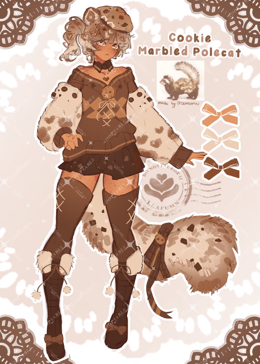 leafumn's tweet photo. Cookie Marbled Polecat Adopt .ᐟ 
She will be auctioned tomorrow midnight GMT8+ https://t.co/87OtAuDRE9