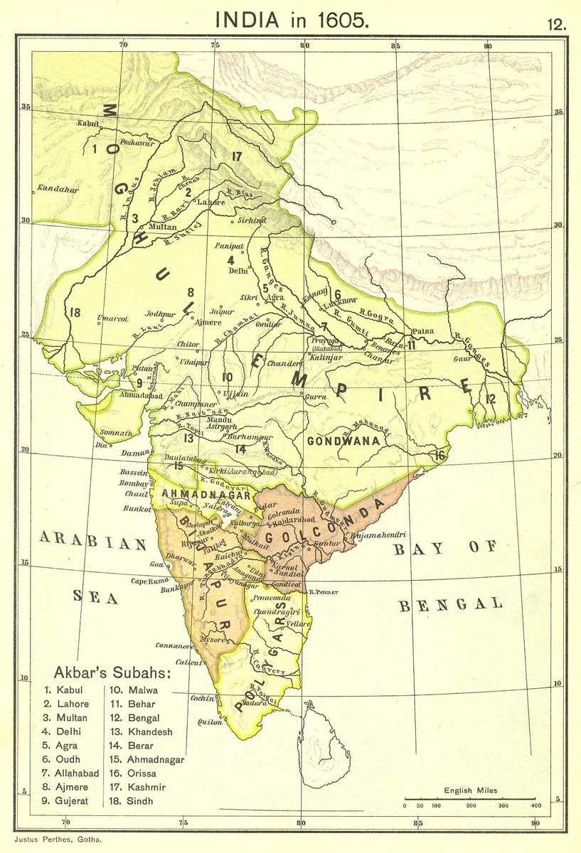 sreejitthinks's tweet photo. @thekaipullai Can territory and control be interpreted in such straight forward manner.  Deccan was out of Akbar's purview but he had control over Rajputana thru Ajmer (except Mewar). 

Similarly tribal areas, NE states, Nepal, princely states were not rules by British directly. https://t.co/spvnmir6gf