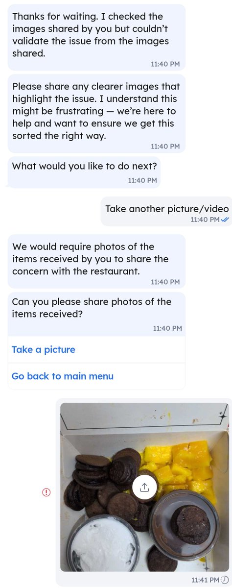 AzmidoThymidine's tweet photo. What I ordered vs what I got and how it was professionally handled by the Zomato team 😄 @zomatocare @zomato https://t.co/DJhJcoOxaa