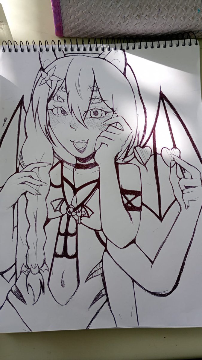 knowrz's tweet photo. eu aprendi um novo jeito de fazer line art e eu to simplesmente apaixonada nesse desenho awawawaa (fiz ele só pra mostrar a line) 
tô com saudades de ver as lives, infelizmente nao sei quando eu volto definitivamente, mas eu nao esqueci de vces ok? 💜

#DanteArtes @thedantewill https://t.co/zhiBvnAJcr