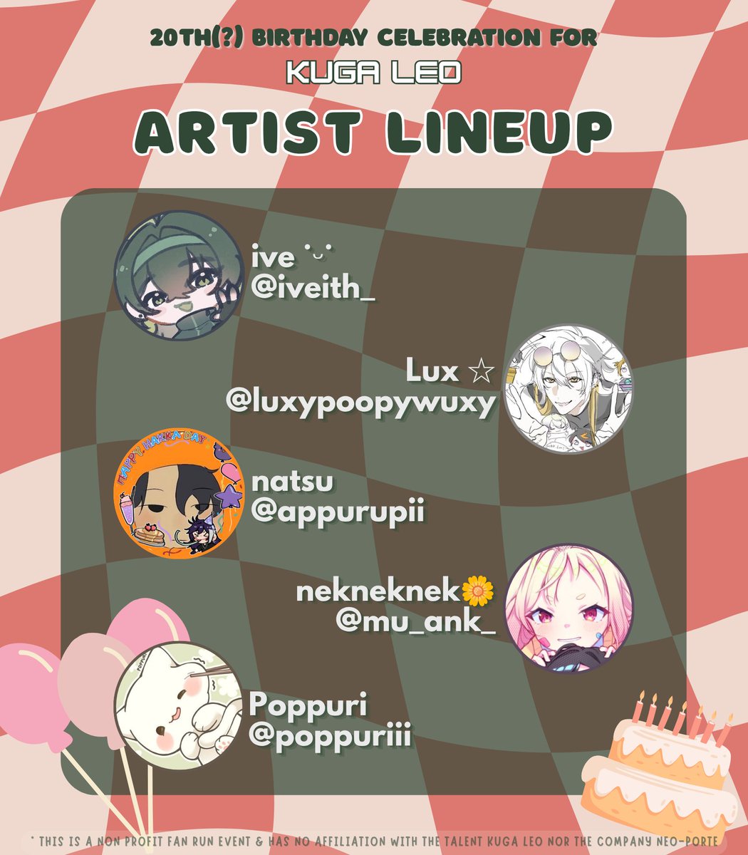 leoarchive20's tweet photo. Hey there Leomates!

We're revealing the artist lineup for this year's KugaCupsleeve! Thank you to all these amazing artists for giving us their time &amp; talent🧡

Hope everyone's looking forward to the beautiful art that they've all made! We'll be sharing more details soon~ 👀 https://t.co/squa9yr7r5