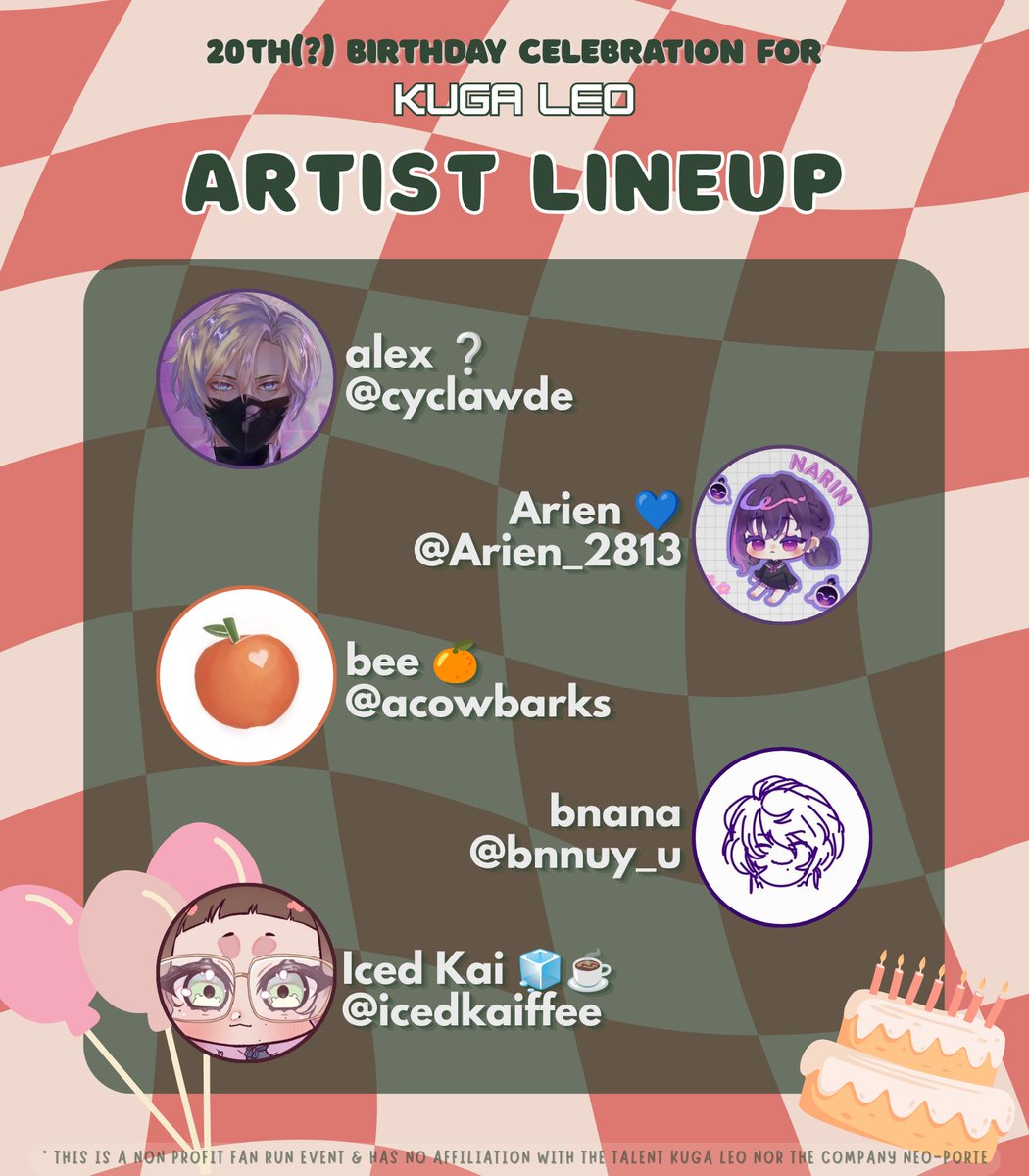 leoarchive20's tweet photo. Hey there Leomates!

We're revealing the artist lineup for this year's KugaCupsleeve! Thank you to all these amazing artists for giving us their time &amp; talent🧡

Hope everyone's looking forward to the beautiful art that they've all made! We'll be sharing more details soon~ 👀 https://t.co/squa9yr7r5