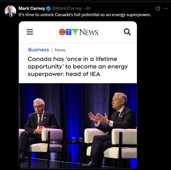 MarcNixon24's tweet photo. Mark Carney GENIUS plan to be an energy superpower 

DECARBONIZED OIL 

The only Country on the PLANET dumb enough to remove CARBON from CARBON. https://t.co/hwXawHLWO4
