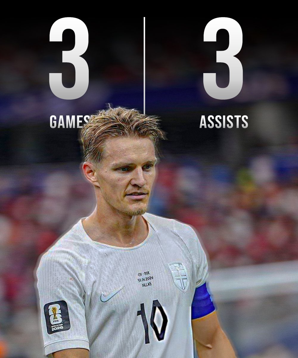 now_arsenaI's tweet photo. 2026 World Cup. Norway captain. Three games. Three assists.

Martin Ødegaard. It’s what he does.

Our skipper. 🇳🇴🫡 https://t.co/BZrqdNWfAb