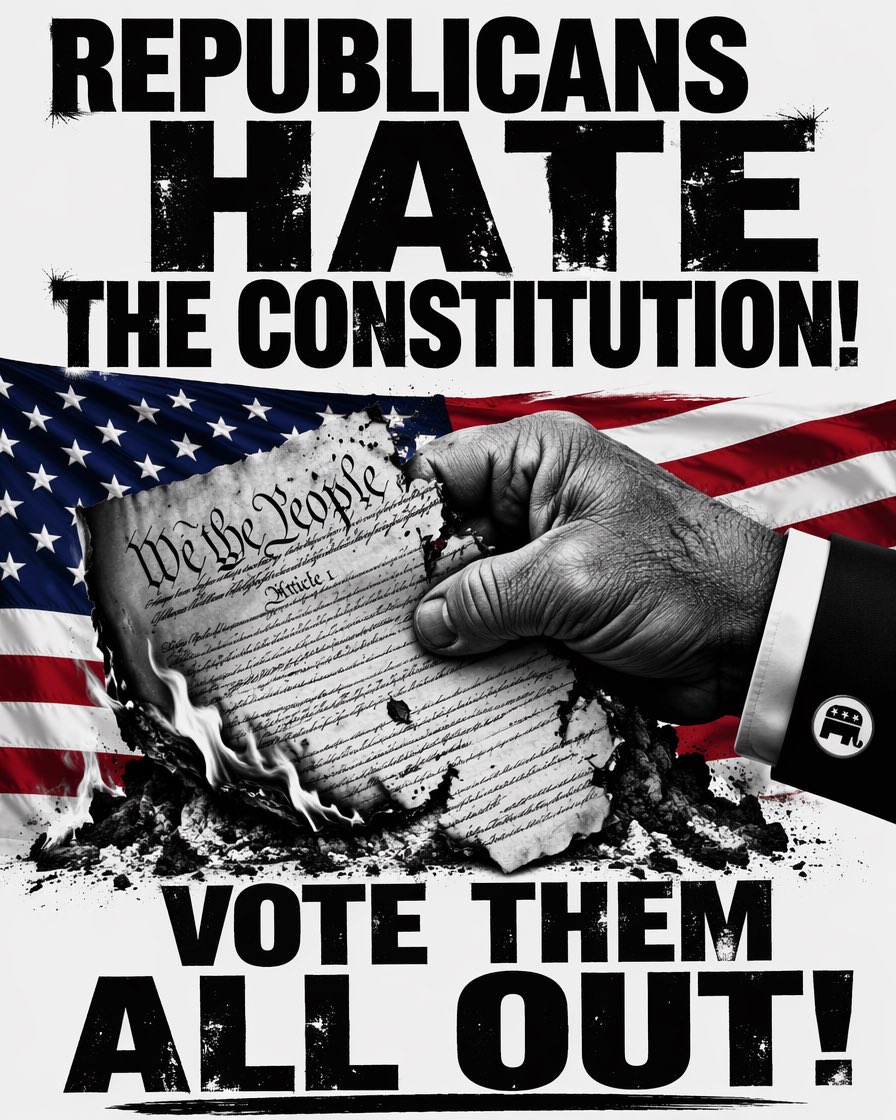 TruthWill_Reign's tweet photo. Republicans and MAGA hate the constitution. This November, VOTE THEM ALL OUT! 🇺🇸 https://t.co/KoZ9oBkbMj