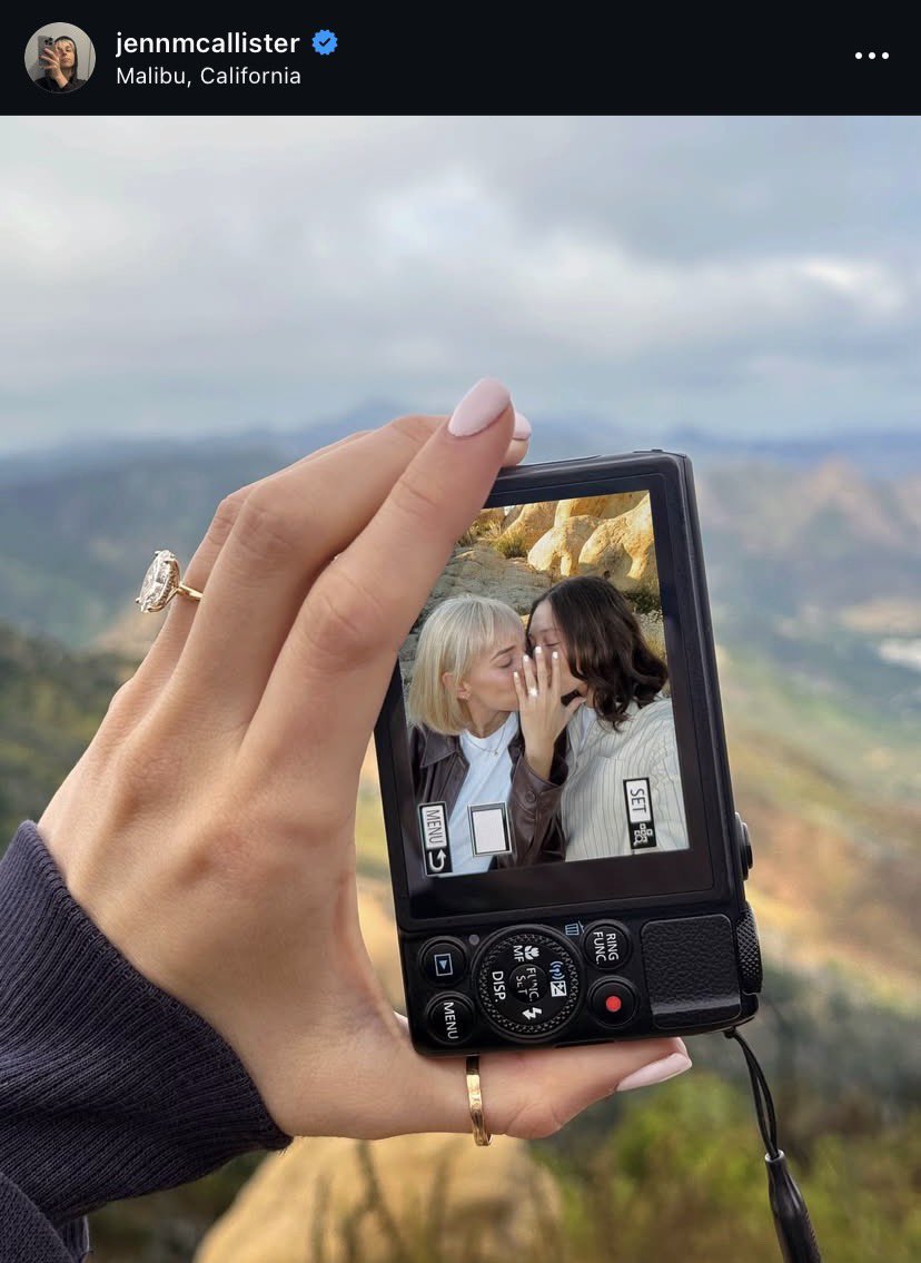 femmellark's tweet photo. jenn &amp; rachel engagement announcement on the last day of pride month everyone Shut the fuck up this is the only thing that matters https://t.co/jPLTv2Jqs9