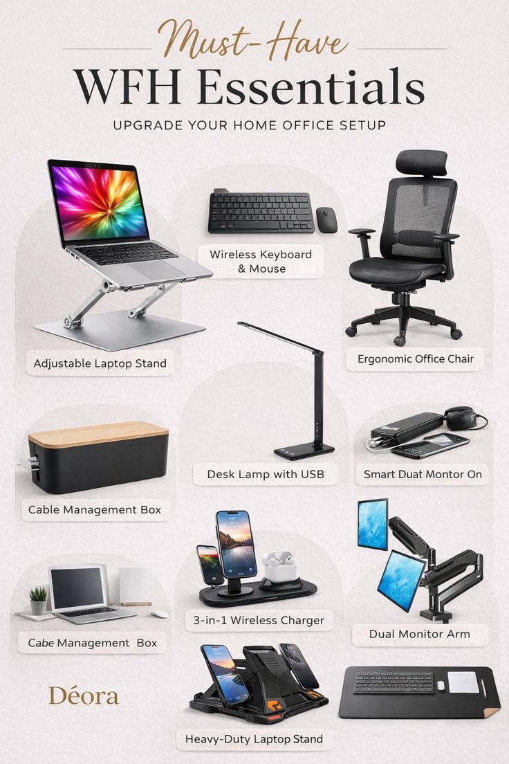 SarahAIHub's tweet photo. Must Have WFH Essentials Upgrade Your Home Office Setup. https://t.co/Q6pW6nWBXK